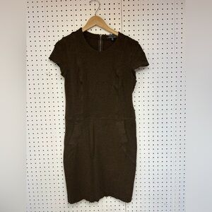 Peruvian Connection Brown Short Sleeve Sheath Dress